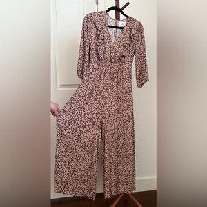 ba&sh burgundy and Camel Patterned Jumpsuit